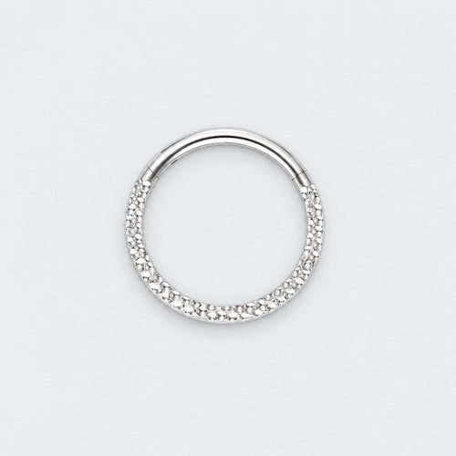 Front Face Cut Hinged Segment Ring in Silver - Titanium