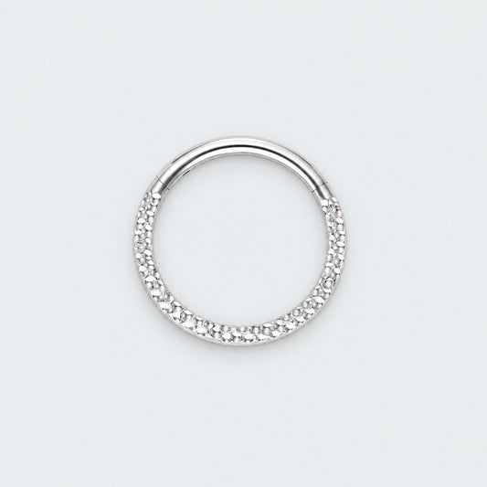 Front Face Cut Hinged Segment Ring in Silver - Titanium