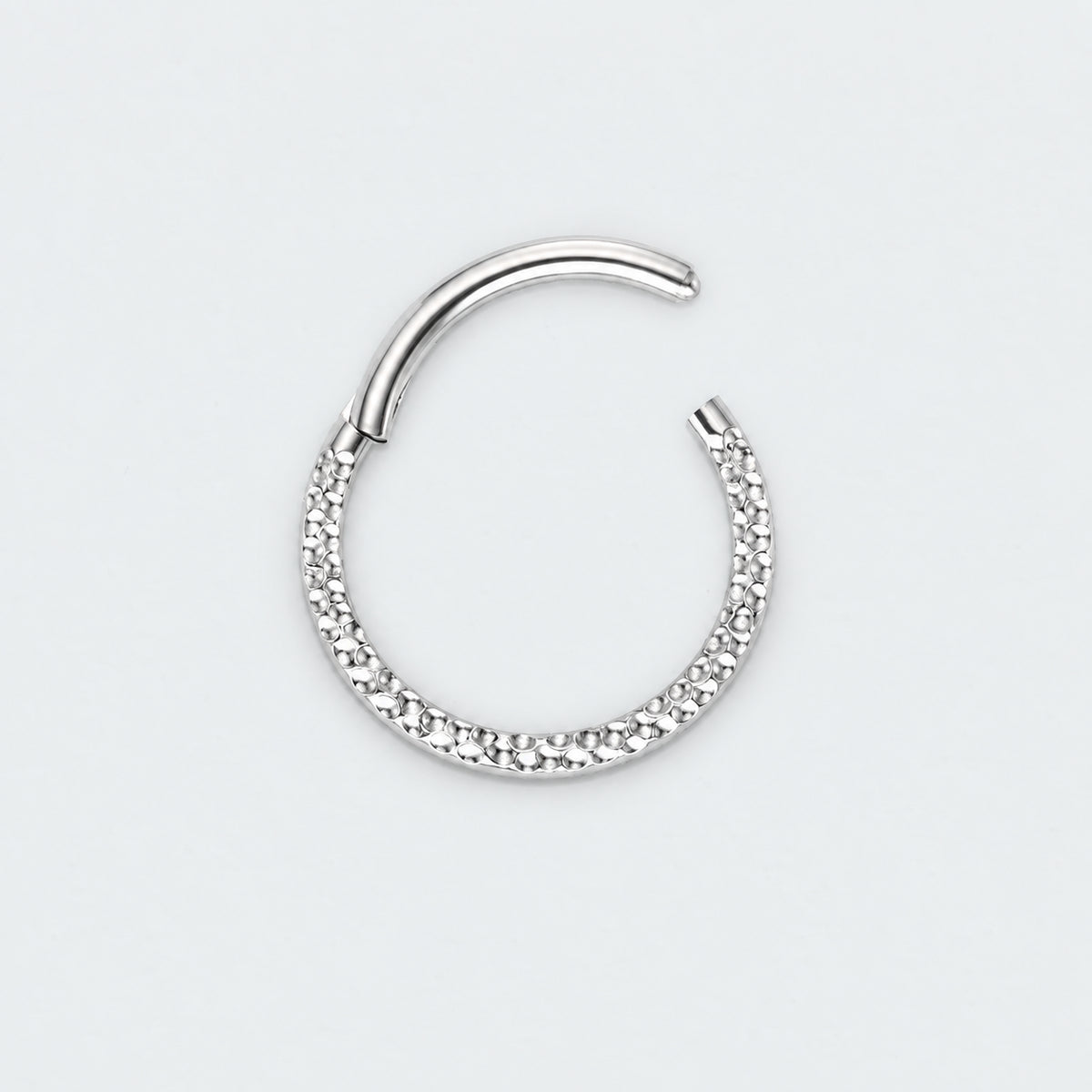 Front Face Cut Hinged Segment Ring in Silver - Titanium