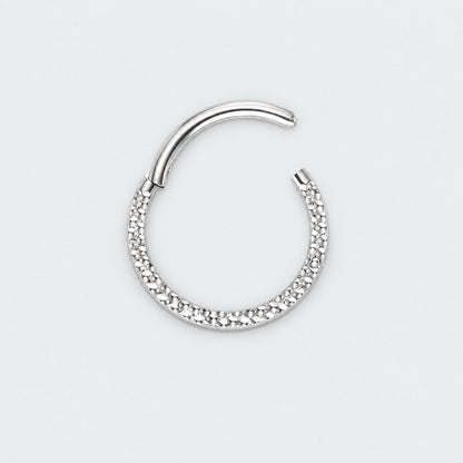 Front Face Cut Hinged Segment Ring in Silver - Titanium