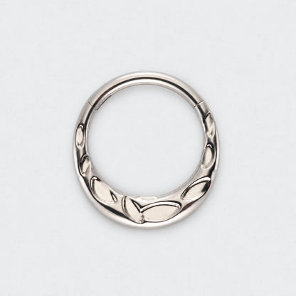 Hammered Forward Facing Segment Hoop in Silver - Titanium