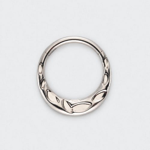 Hammered Forward Facing Segment Hoop in Silver - Titanium