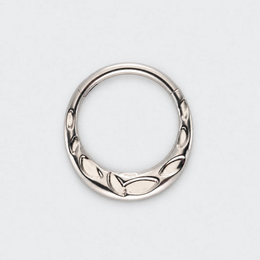 Hammered Forward Facing Segment Hoop in Silver - Titanium