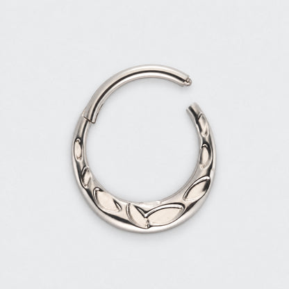 Hammered Forward Facing Segment Hoop in Silver - Titanium