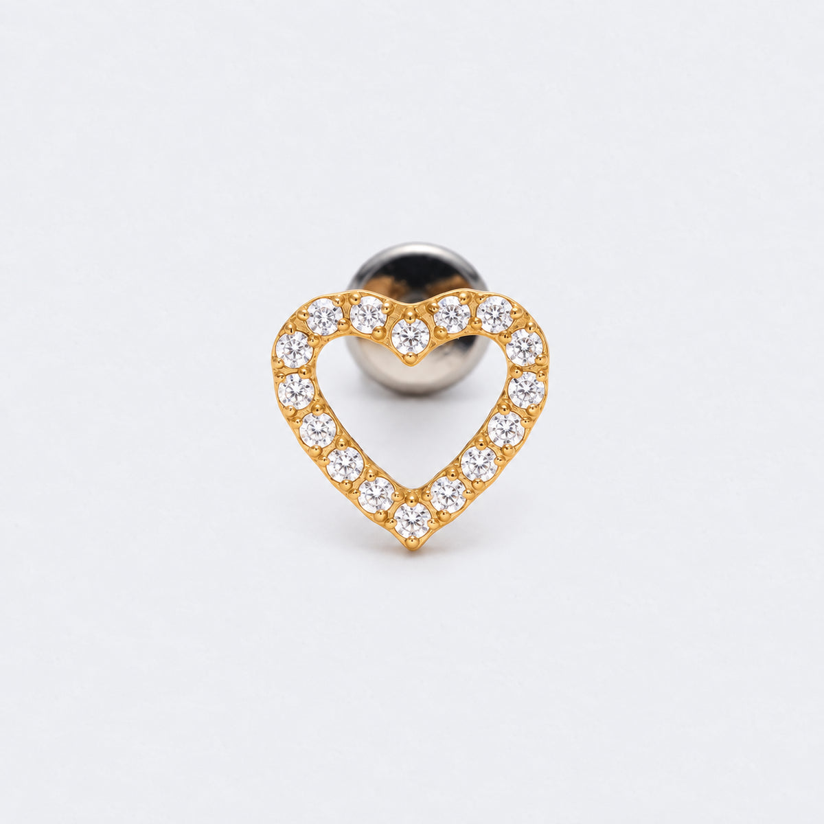 Heart CZ Front Facing Labret in Gold - Titanium