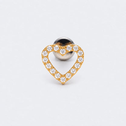Heart CZ Front Facing Labret in Gold - Titanium