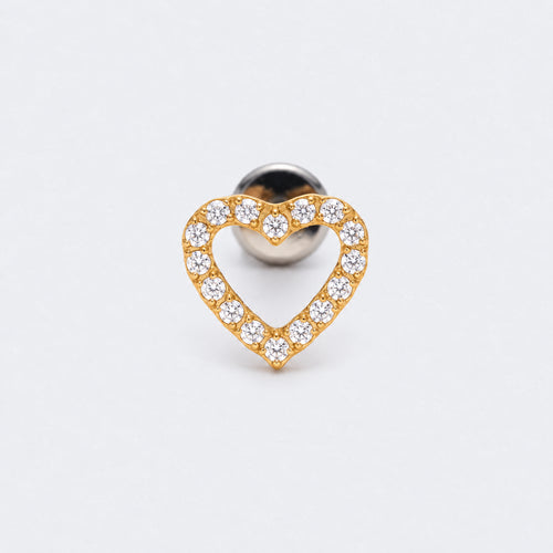 Heart CZ Front Facing Labret in Gold - Titanium