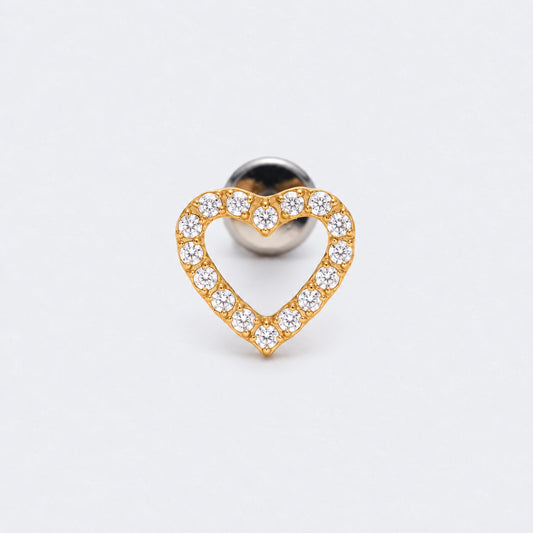 Heart CZ Front Facing Labret in Gold - Titanium