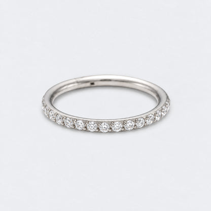 Side Facing CZ Hinged Segment Clicker Ring in Silver - Titanium