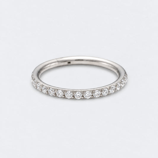 Side Facing CZ Hinged Segment Clicker Ring in Silver - Titanium