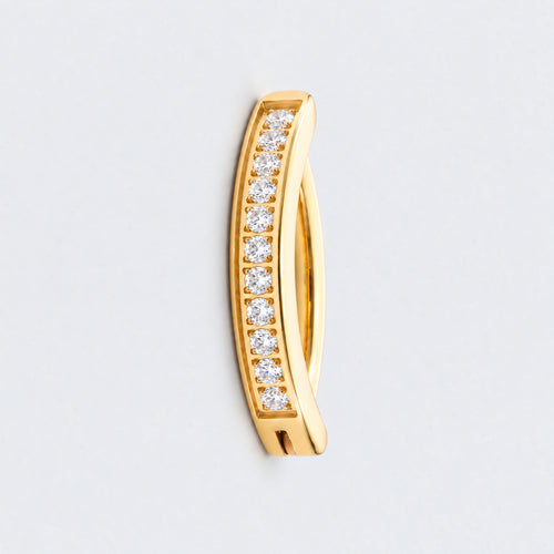 Single Paved CZ Hinged Belly Clicker in Gold - Titanium