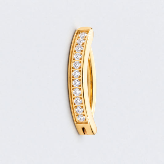 Single Paved CZ Hinged Belly Clicker in Gold - Titanium