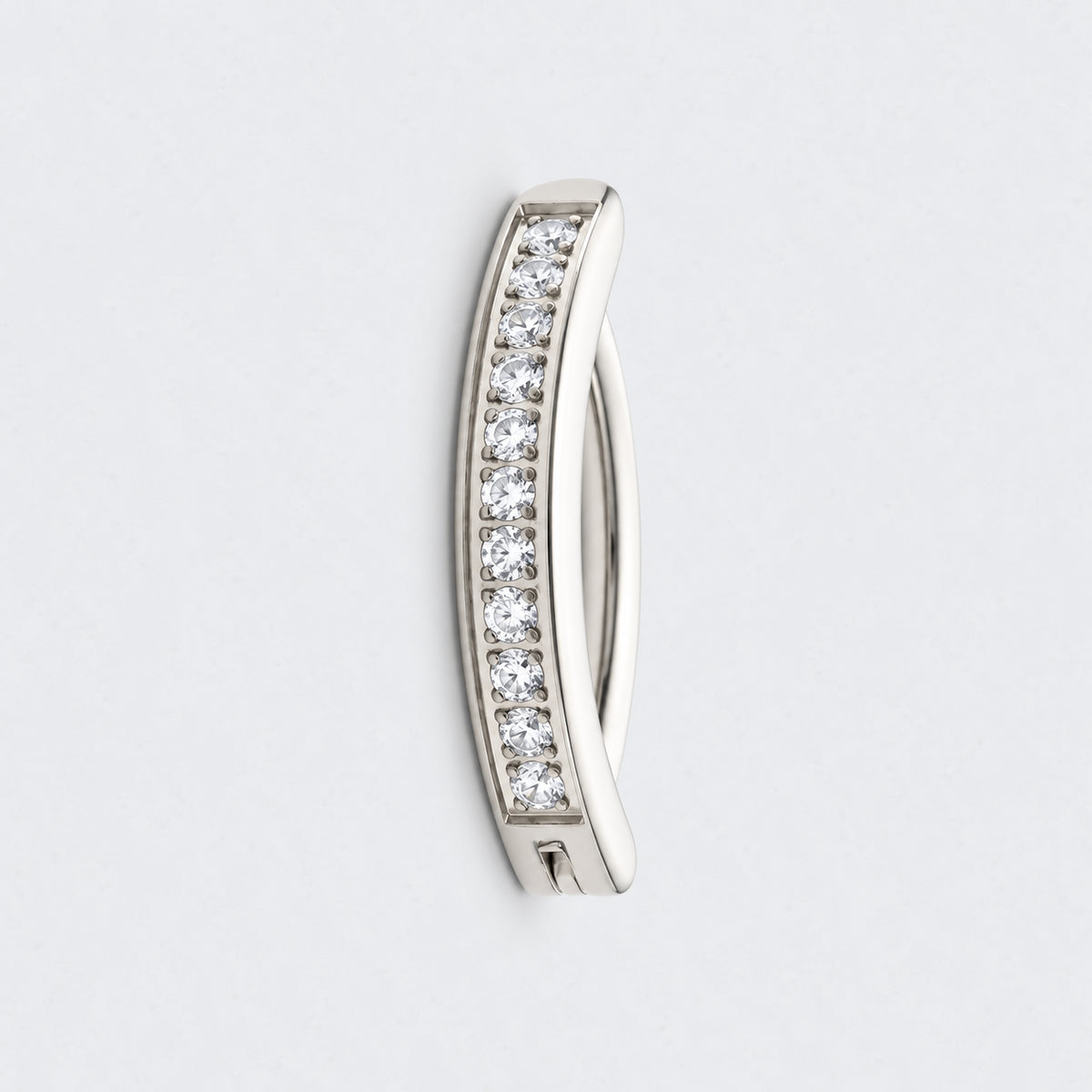 Single Paved CZ Hinged Belly Clicker in Silver - Titanium