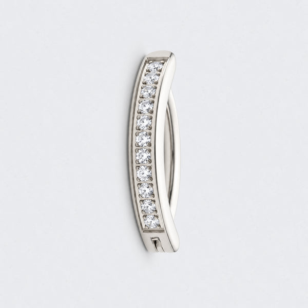 Single Paved CZ Hinged Belly Clicker in Silver - Titanium