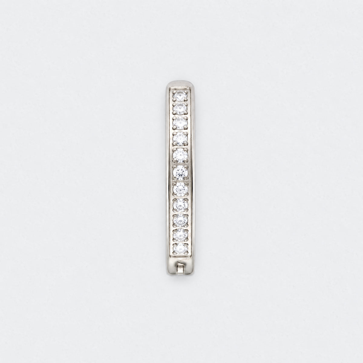 Single Paved CZ Hinged Belly Clicker in Silver - Titanium