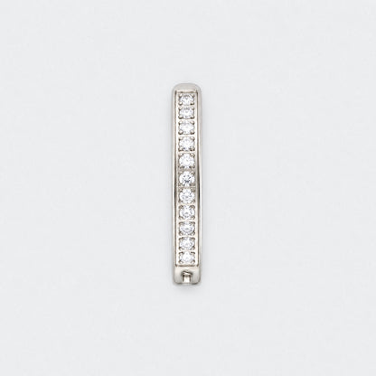 Single Paved CZ Hinged Belly Clicker in Silver - Titanium