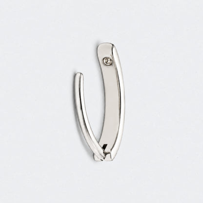 Single Paved CZ Hinged Belly Clicker in Silver - Titanium