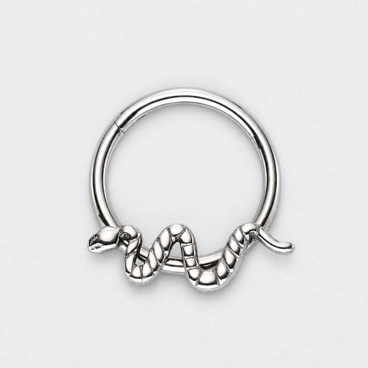 Snake Hinged Clicker Segment Ring in Silver - Titanium