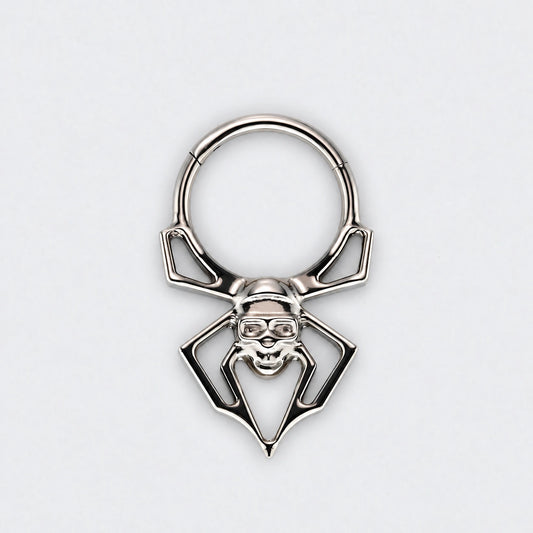 Spider Hinged Segment Hoop Clicker Ring in Silver - Titanium