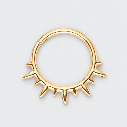 Spike Variant Segment Hoop Ring in Gold - Titanium