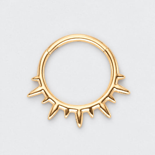 Spike Variant Segment Hoop Ring in Gold - Titanium