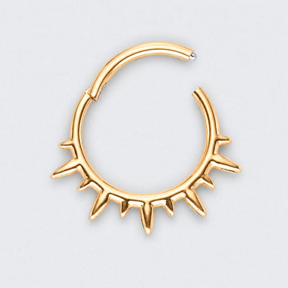 Spike Variant Segment Hoop Ring in Gold - Titanium
