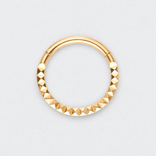 Square Cut Face High Polished Hinged Segment Ring in Gold - Titanium