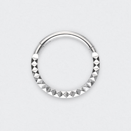 Square Cut Face High Polished Segment Ring in Silver - Titanium