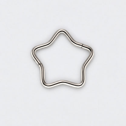 Star Shape Hinged Segment Hoop Ring in Silver - Titanium