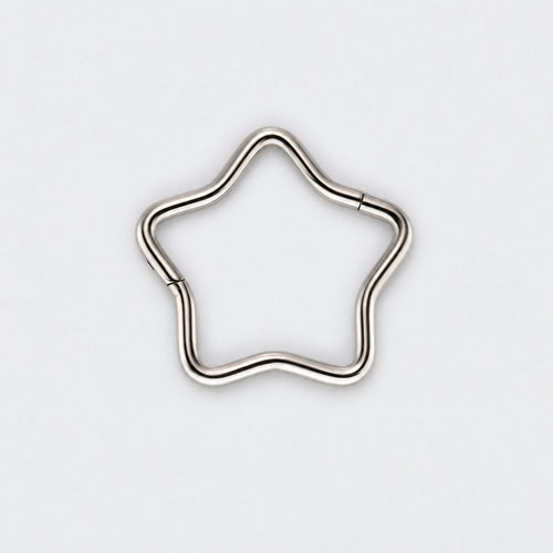 Star Shape Hinged Segment Hoop Ring in Silver - Titanium