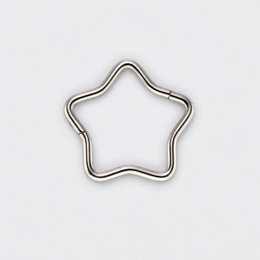 Star Shape Hinged Segment Hoop Ring in Silver - Titanium