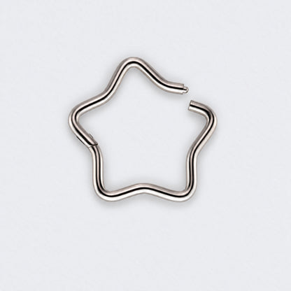 Star Shape Hinged Segment Hoop Ring in Silver - Titanium