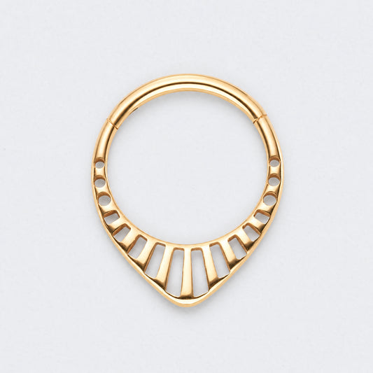 Teardrop Hollowing Cut Segment Hoop Ring in Gold - Titanium