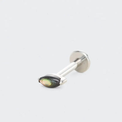 Single Marquise Abalone Shell Labret in Silver - Titanium