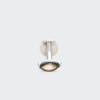 Single Marquise Abalone Shell Labret in Silver - Titanium