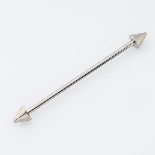 Barbell with Spike End Industrial Barbell in Silver - Titanium