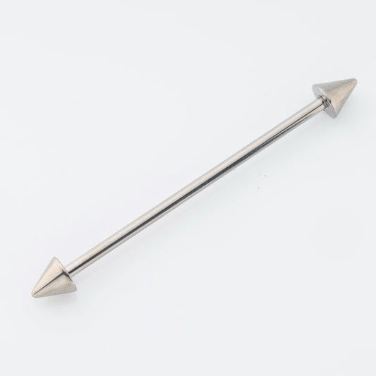 Barbell with Spike End Industrial Barbell in Silver - Titanium