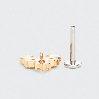 Reindeer with CZ Centre Labret in Gold - Titanium