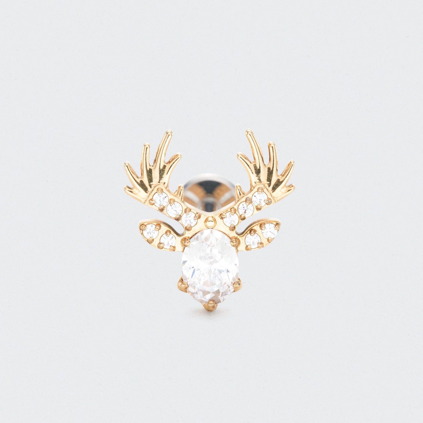 Reindeer with CZ Centre Labret in Gold - Titanium