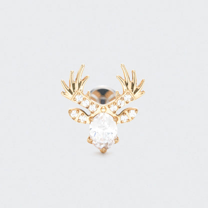 Reindeer with CZ Centre Labret in Gold - Titanium