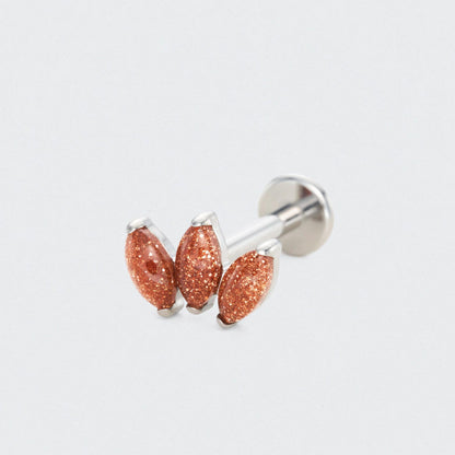 Triple Marquise Brown Sandstone Labret in Silver - Titanium