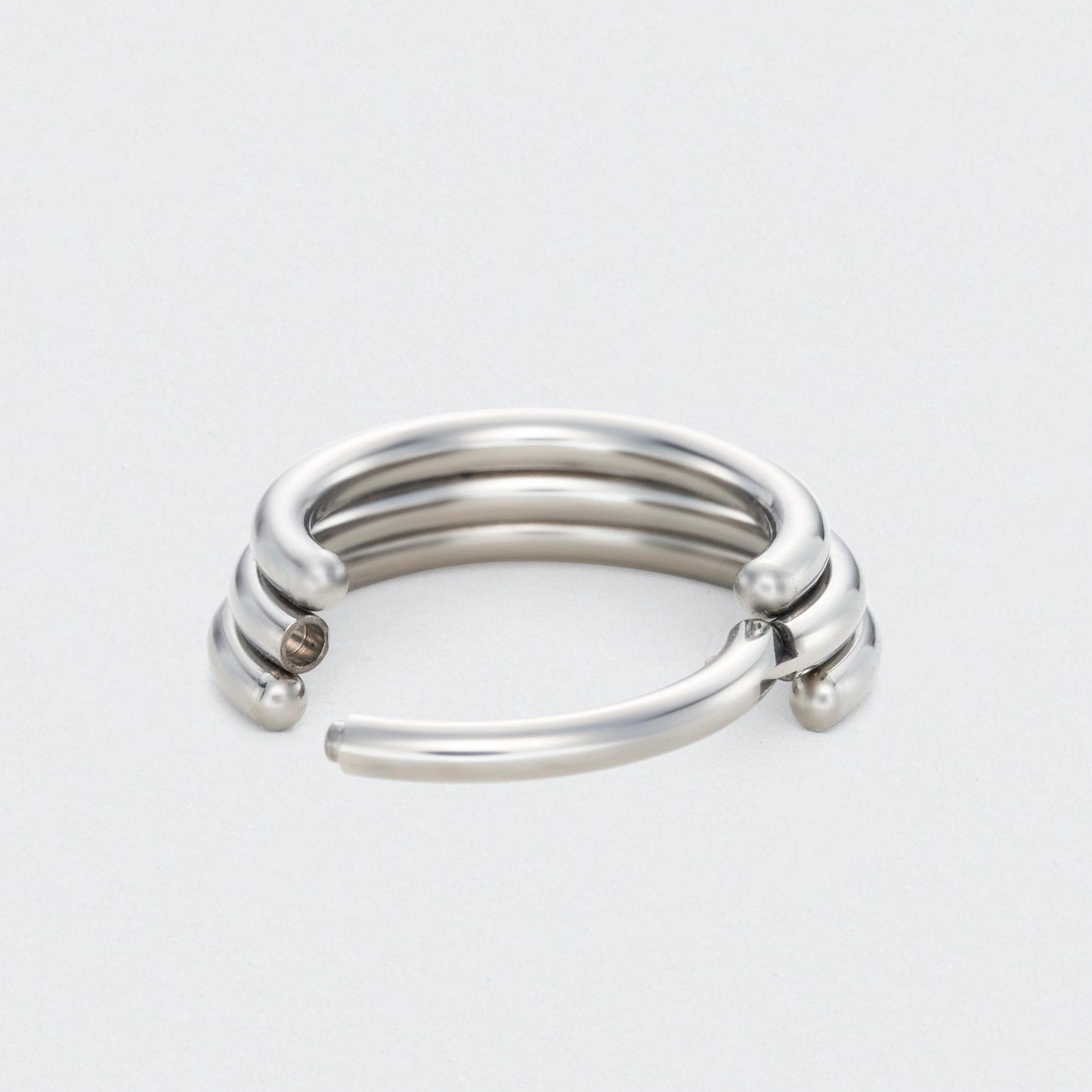 3 Tier Stacked Segment Hinged Clicker Ring in Silver - Titanium
