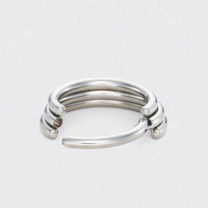 3 Tier Stacked Segment Hinged Clicker Ring in Silver - Titanium