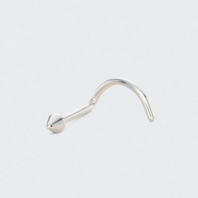 Curved Nose Screw Shape Spike Top Nose Stud in Silver - Titanium