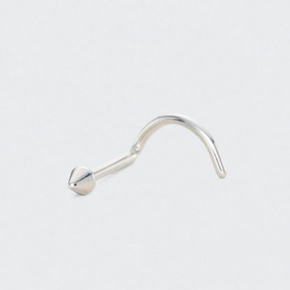 Curved Nose Screw Shape Spike Top Nose Stud in Silver - Titanium