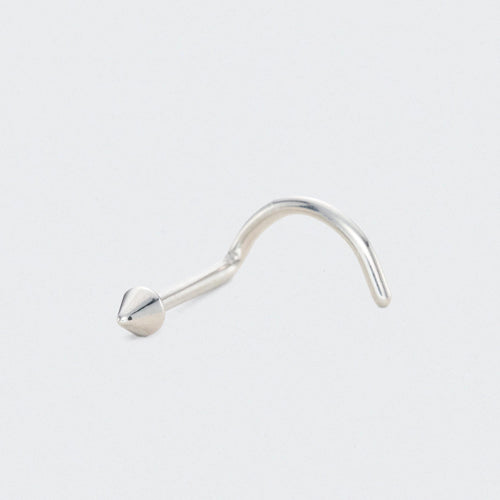 Curved Nose Screw Shape Spike Top Nose Stud in Silver - Titanium