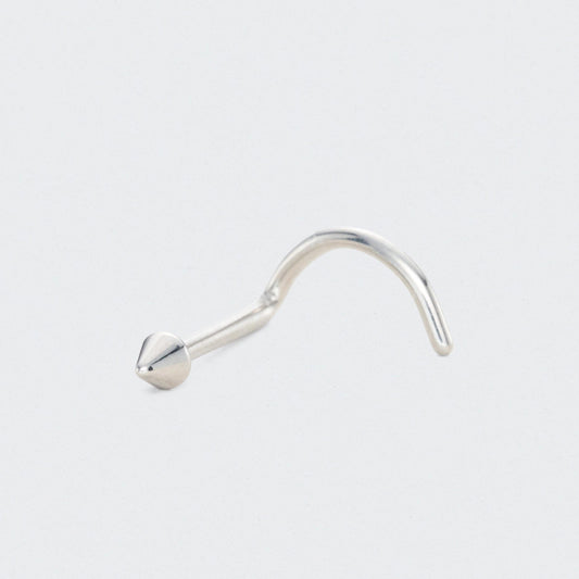 Curved Nose Screw Shape Spike Top Nose Stud in Silver - Titanium