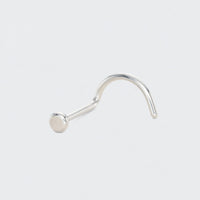 Curved Nose Screw Shape Flat Top Nose Stud in Silver - Titanium