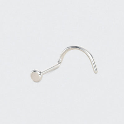 Curved Nose Screw Shape Flat Top Nose Stud in Silver - Titanium