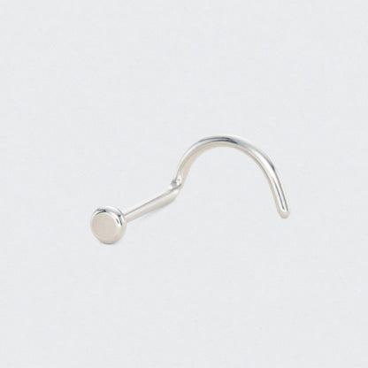 Curved Nose Screw Shape Flat Top Nose Stud in Silver - Titanium